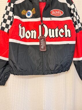 Von Dutch Red, Black & White Racing Windbreaker Jacket